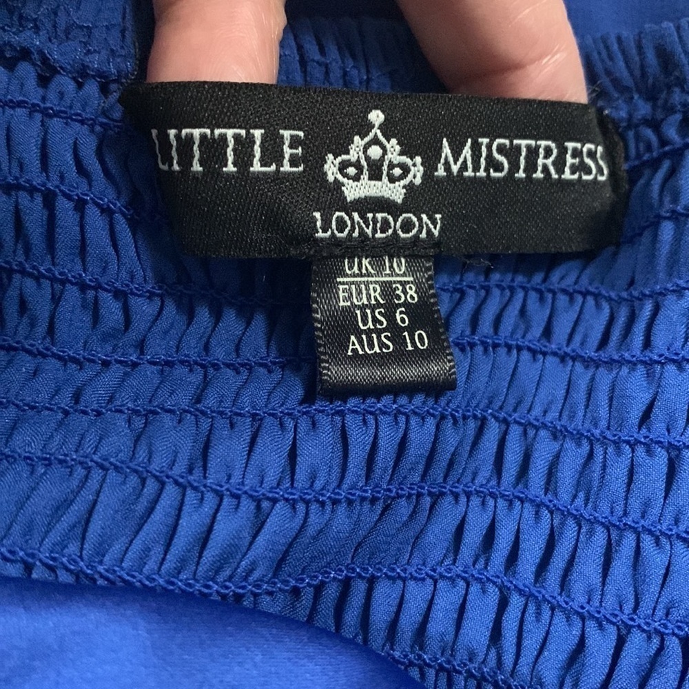 Little Mistress London Blue Halter Gown Beaded Bodice (amazing!) US Size 6 - Picture 5 of 6